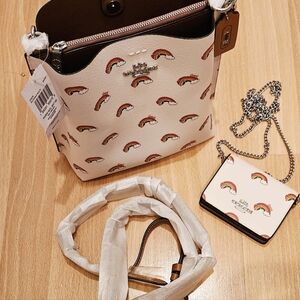 🌈 COACH 🌈 Rainbow Bucket Tote and Wallet - NWT